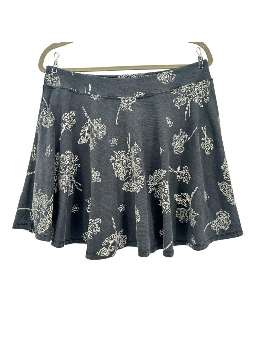 Toad&Co Womens Large Skort Birdie Skort Organic Cotton Tencel Floral Gray A-Line